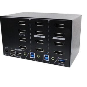 Rextron LevelOne 2-Ports 8K Quad Monitor DisplayPort 1.4 KVM Switch PAAG-E3142B