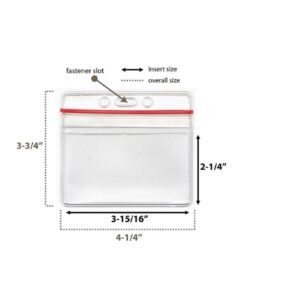 Brady Clear Vinyl Horizontal Badge Holder w/ Red Zipper Closure 100-Pack Insert Size: 3-15/16" W X 2-1/4" H Y470272