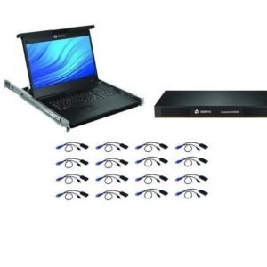 18.5" Vertiv Avocent Rack Console With KVM AV3216 Switch 16P + Cables LRA185KMM16D-G01